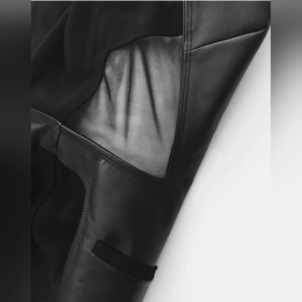 ALEXANDER WANG Leather and stretch-crepe wrap dressSize 4.